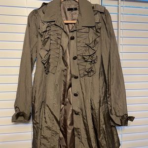 Women's Lightweight Mid length Trench Coat in Dove Gray color